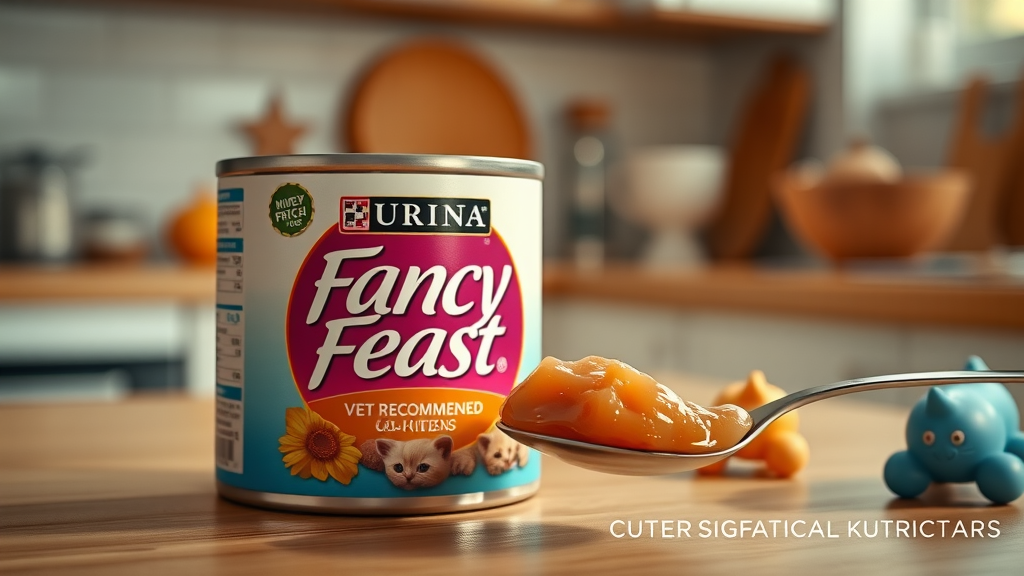 purina fancy feast can, open with spoonful of food
