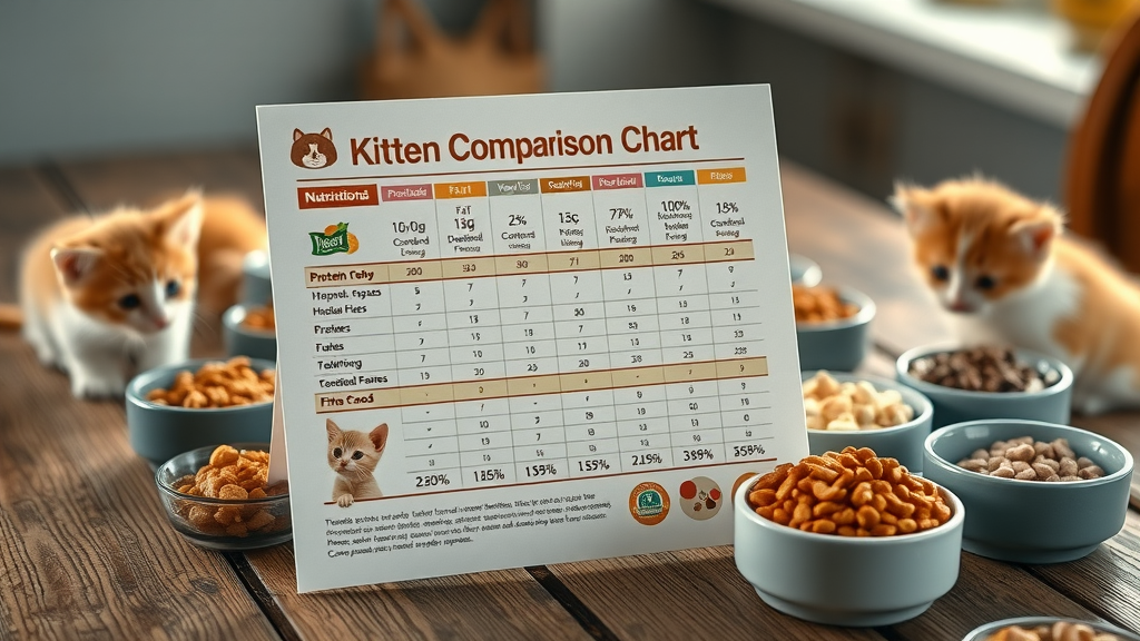 kitten food nutritional comparison chart