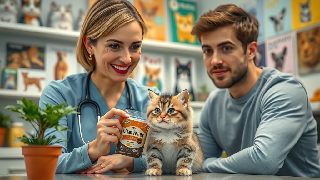 vet discussing kitten food recommendations