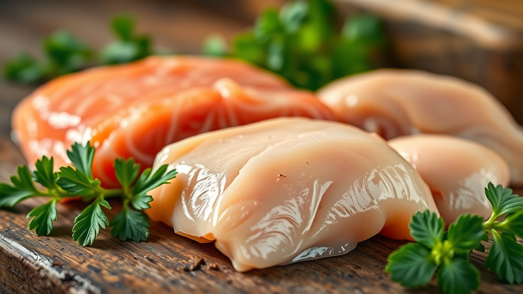 high-quality ingredients, fresh salmon and chicken.