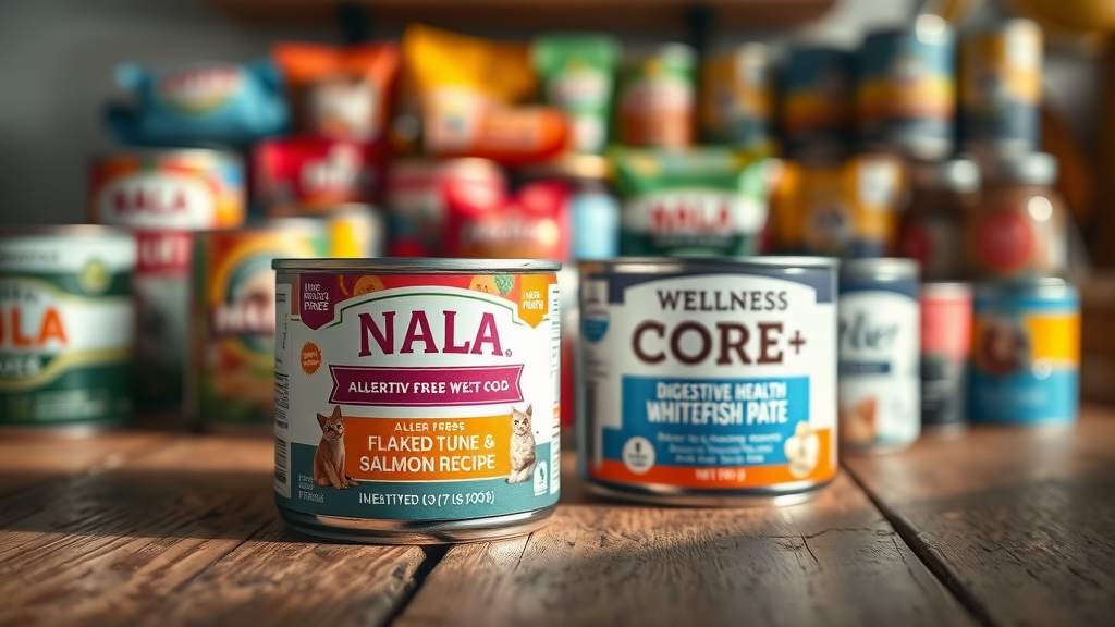 selection of allergen-free cat foods