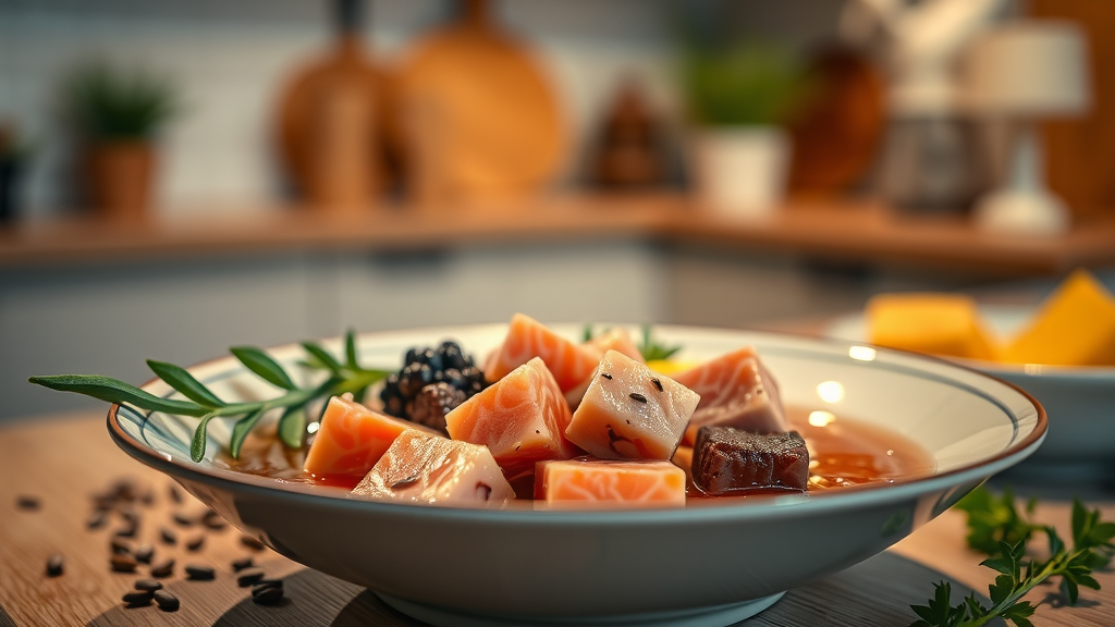 orijen tuna, salmon + beef entree in bone broth wet cat food