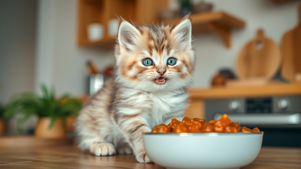 healthy fluffy kitten enjoying wet food vet recommended