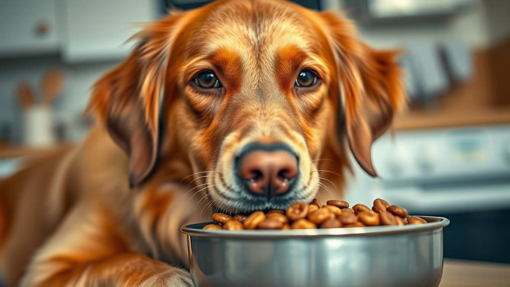 dog enjoying grain-free food for sensitive stomach, satisfied