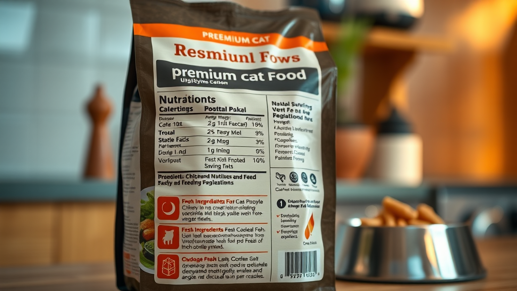 label of cat food with dietary information