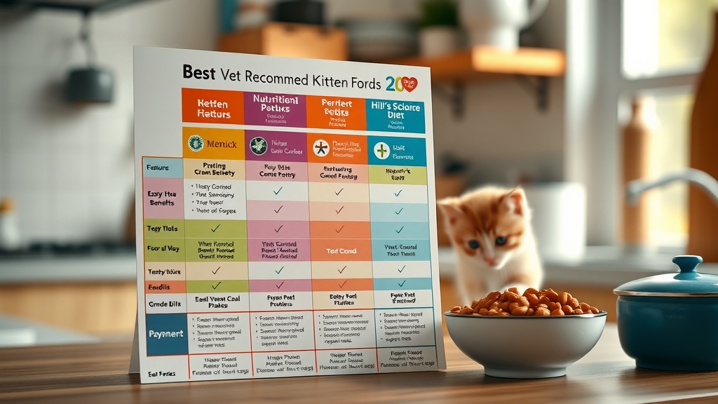 comparison chart of kitten wet foods, colorful graphic