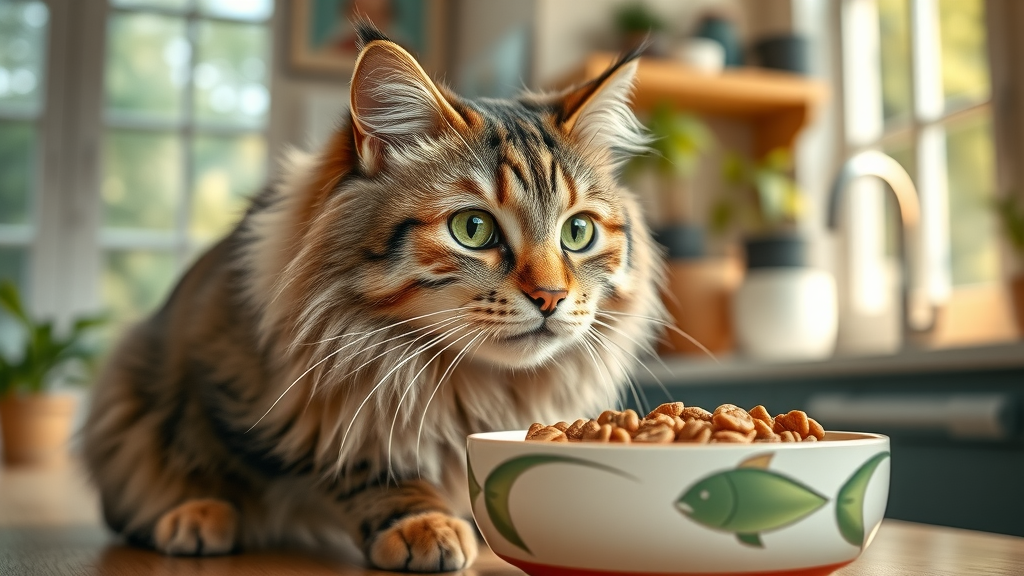 healthy older indoor cat eating high-quality best cat food